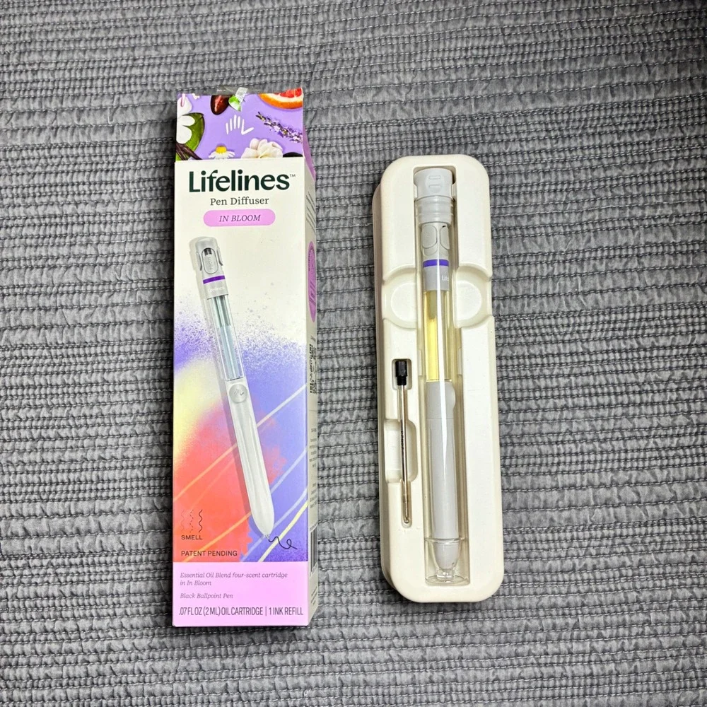 Lifelines Pen Diffuser In Bloom Essential Oil Black Ballpoint Pen & Refill NEW